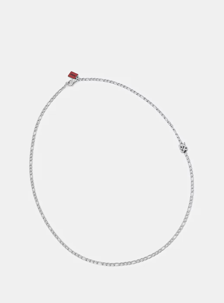 HUGO Chain Necklace With Stacked-Logo Plaque  E-THINCHAIN-NEC - Silver