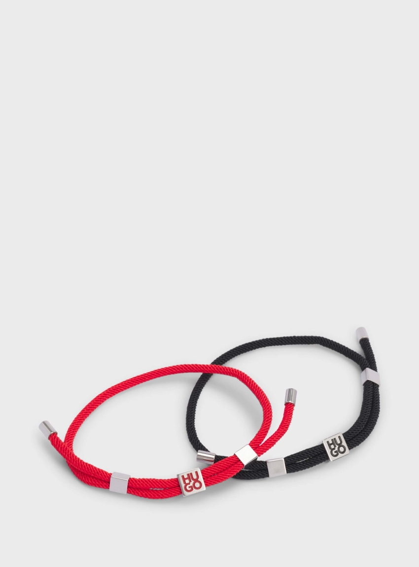 HUGO Two-Pack Of Cord Cuffs With Logo Plaques  E-HUGOCORD3-BRA - Multi Colors