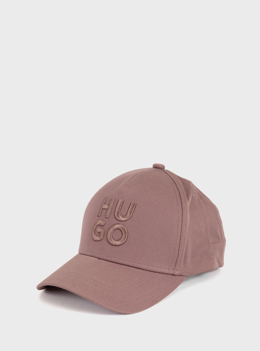 HUGO Cotton-Twill Cap With Embroidered Stacked Logo  Jude-Stacked - Light Bordeaux
