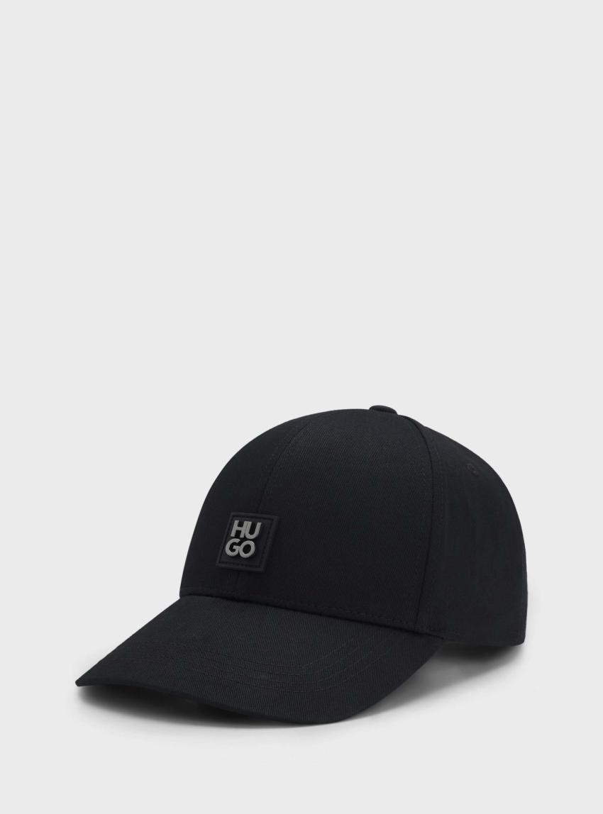HUGO Cotton-Twill Cap With Stacked Logo  Jake-ME - Black