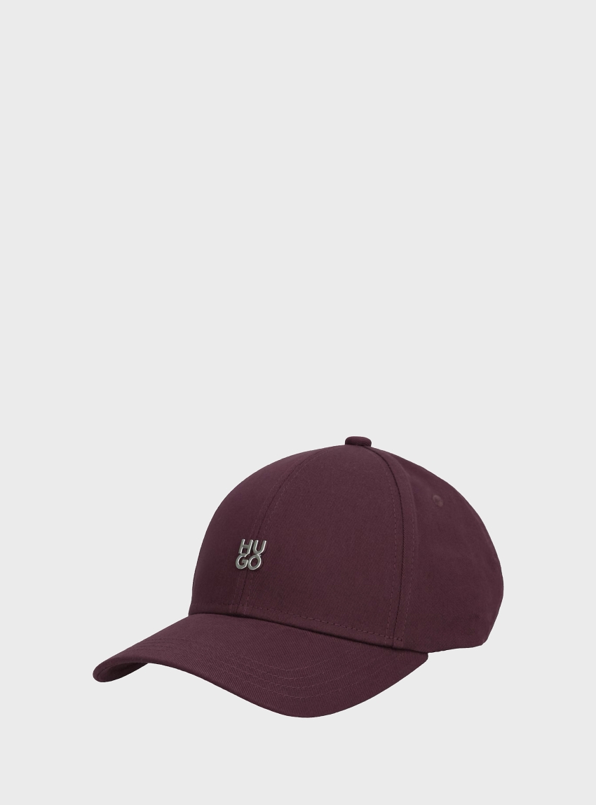 HUGO Cotton-Twill Cap With Stacked-Logo Lettering  Ally-ME - Bordeaux
