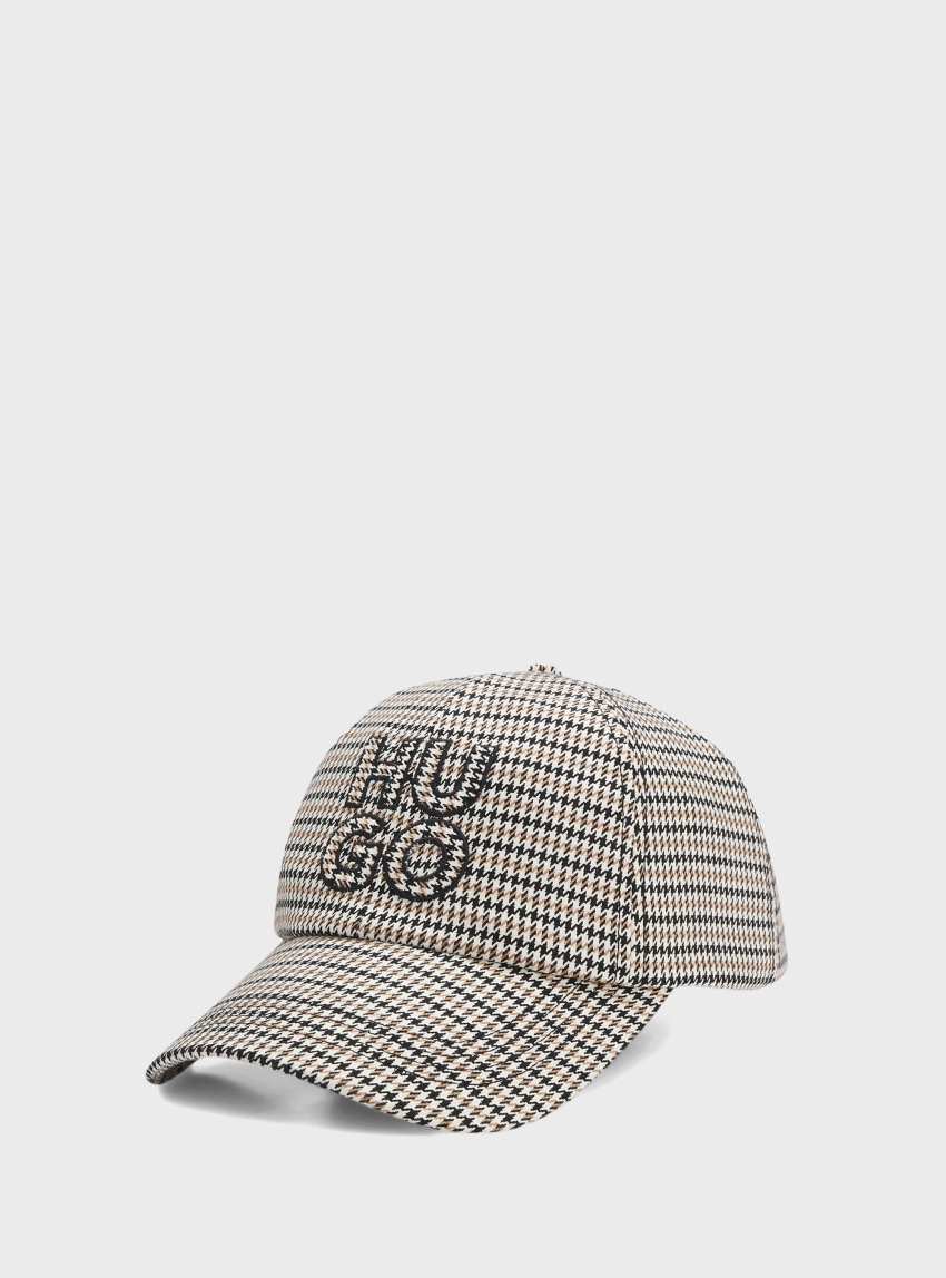 HUGO Houndstooth Cap With Stacked Logo  Ally-HS - Beige