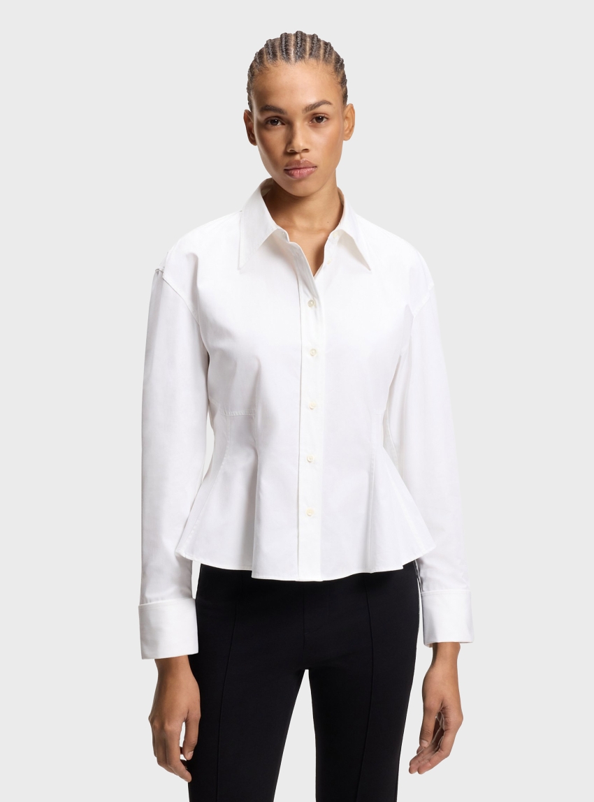 HUGO Relaxed-Fit Shirt With Peplum Hem  Emperor - White