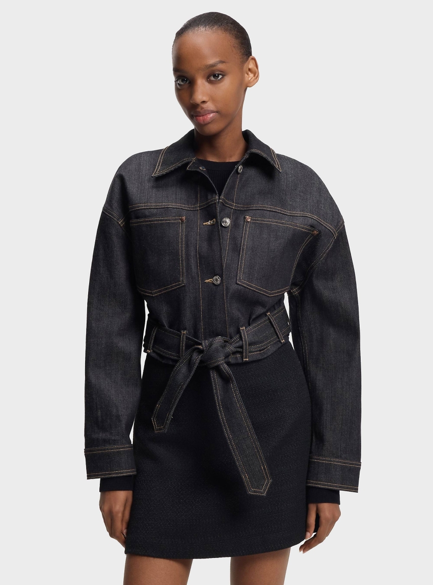 HUGO Cropped Jacket In Japanese Selvedge Denim  Galata - Unwashed Denim