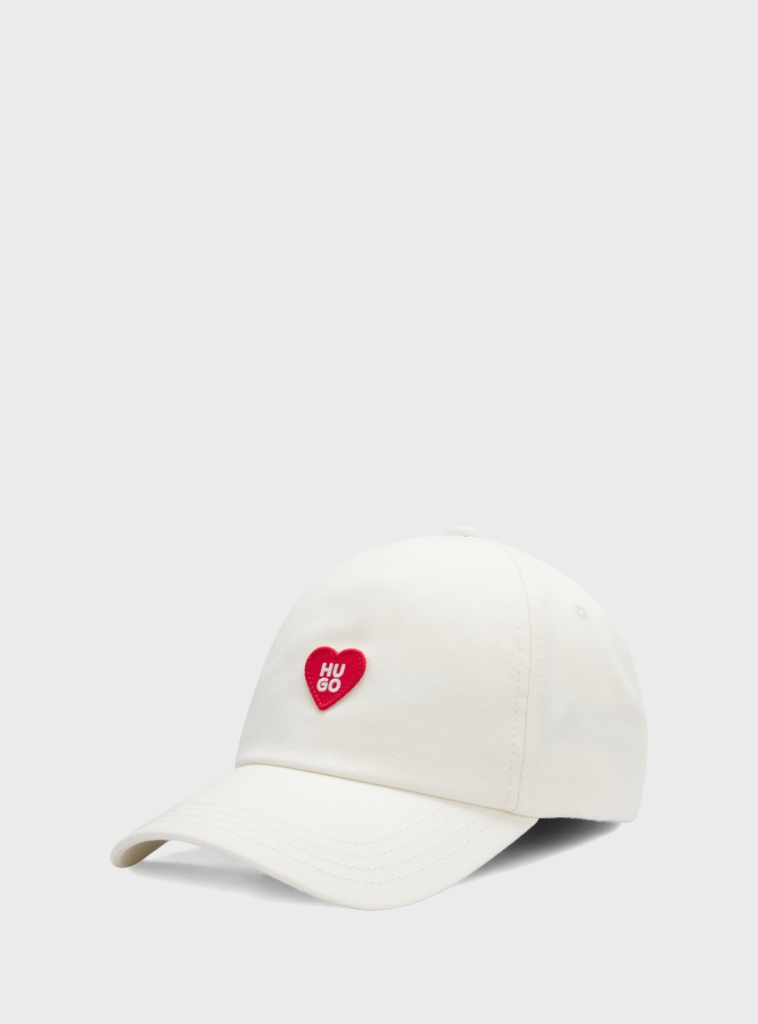 HUGO Cotton-Twill Cap With Heart Branding  Cara-Valentine - Red