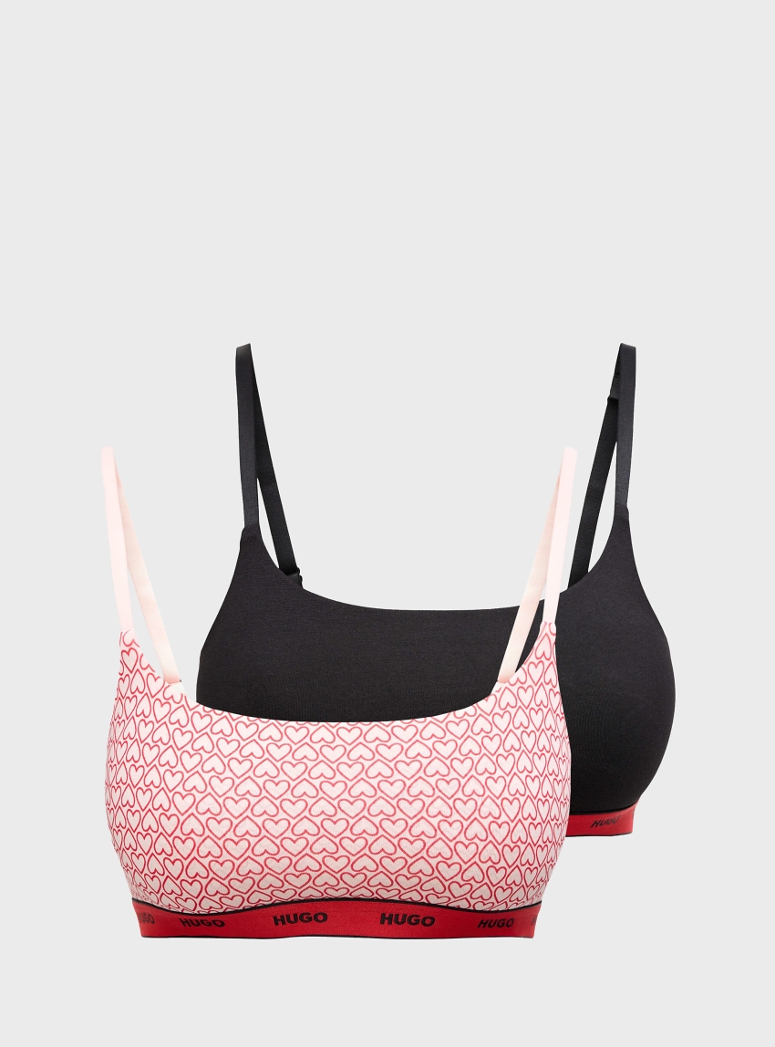 HUGO Two-Pack Of Stretch-Cotton Bralettes  TWIN BRALETTE DESIGN - Pink