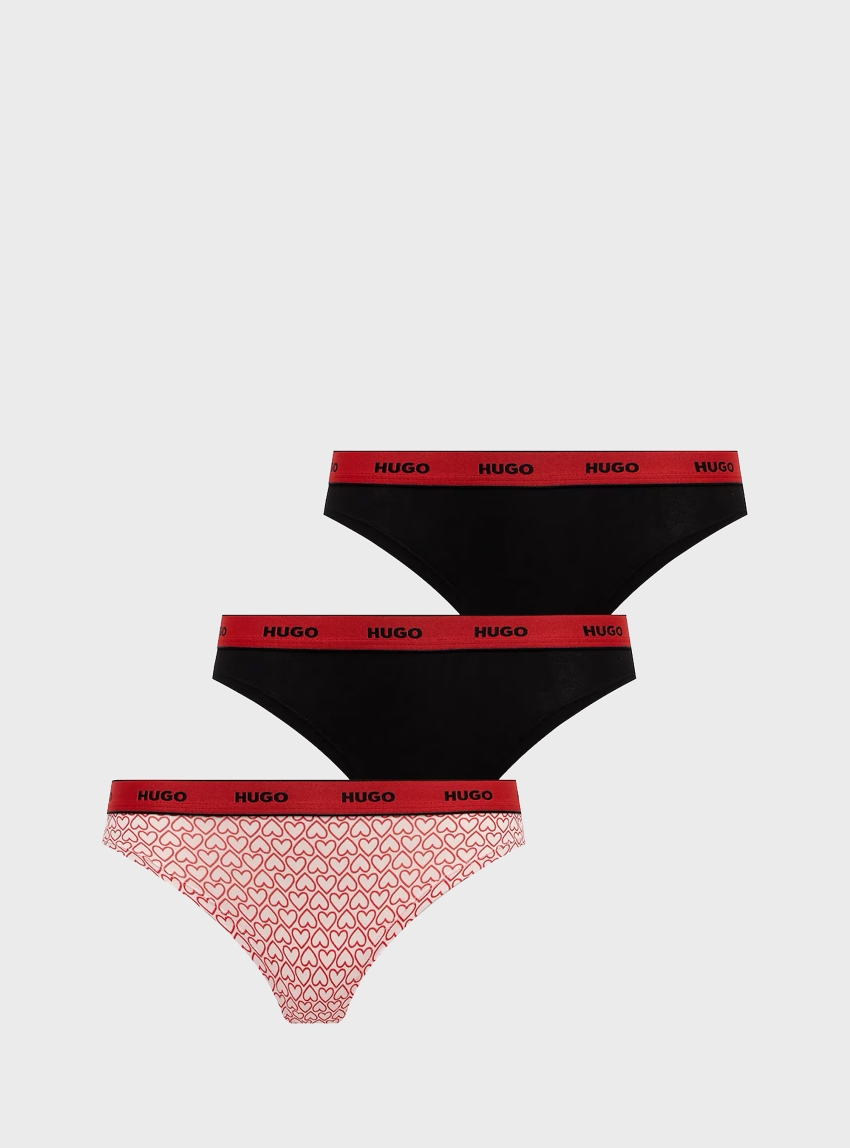 HUGO Three-Pack Thongs With Logo Waistbands  TRIPLET THONG DESIGN - Pink
