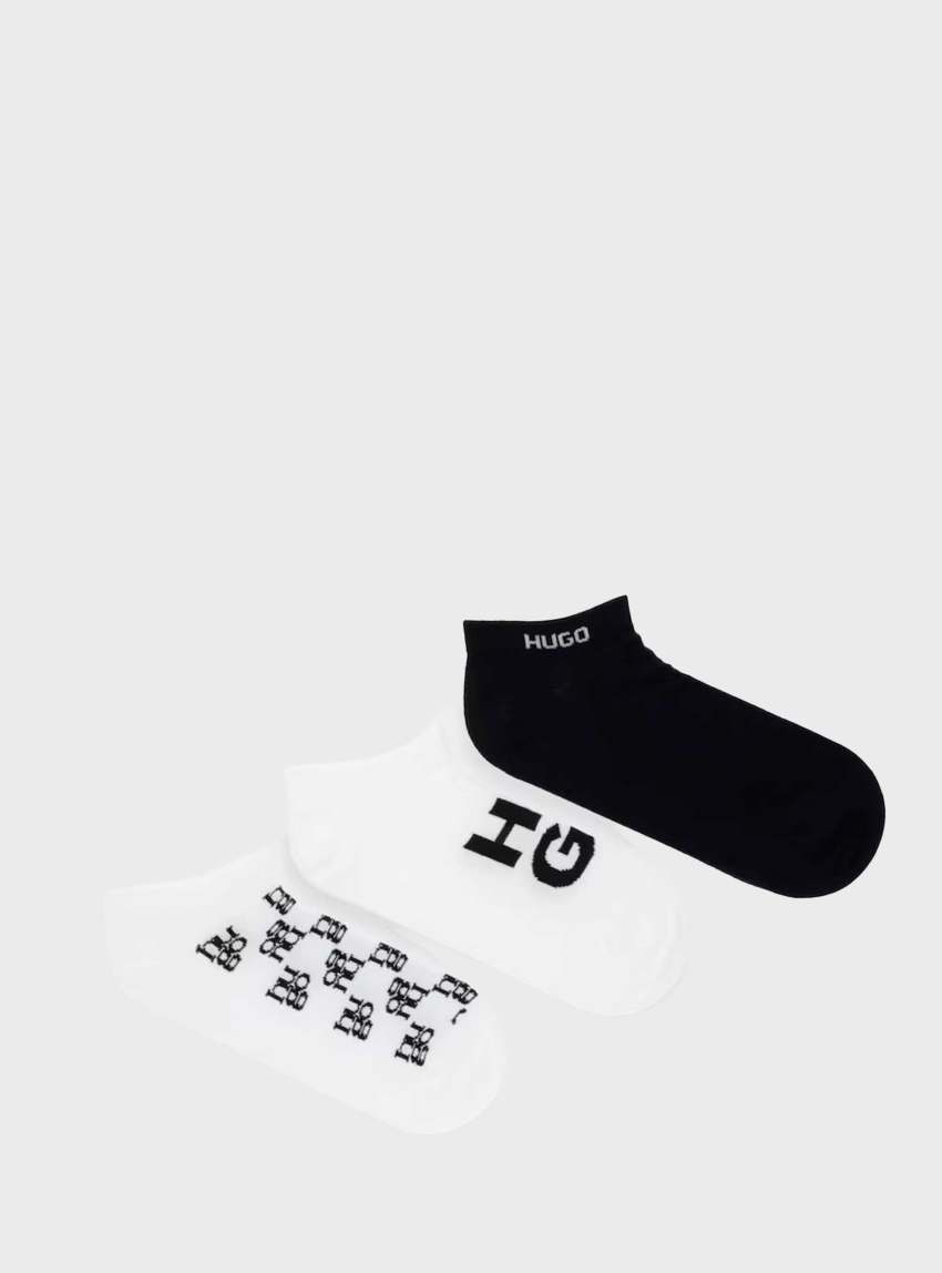 HUGO Three-Pack Of Ankle-Length Socks With Logo Details  3P AS LOGO CC W - White