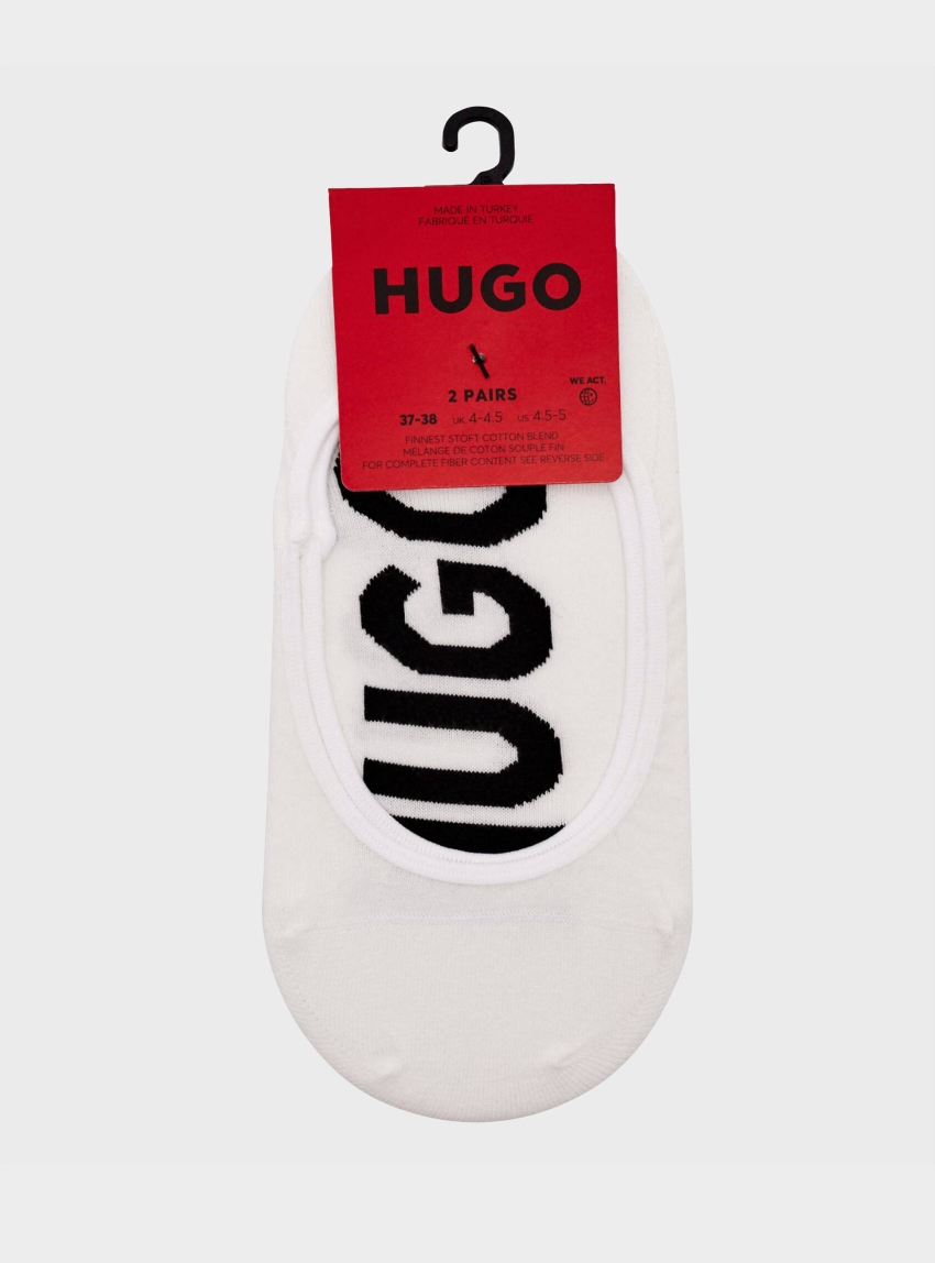 HUGO Two-Pack Invisible Socks 2P SL UNI LOGO CC W - White