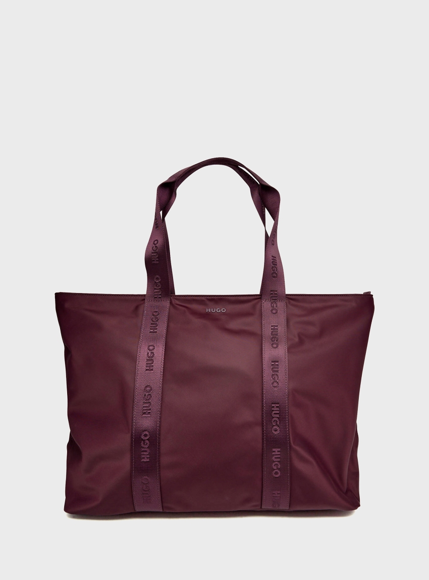HUGO Twill Tote Bag With Tonal-Logo Handles Bel Tote NW - Dark Purple