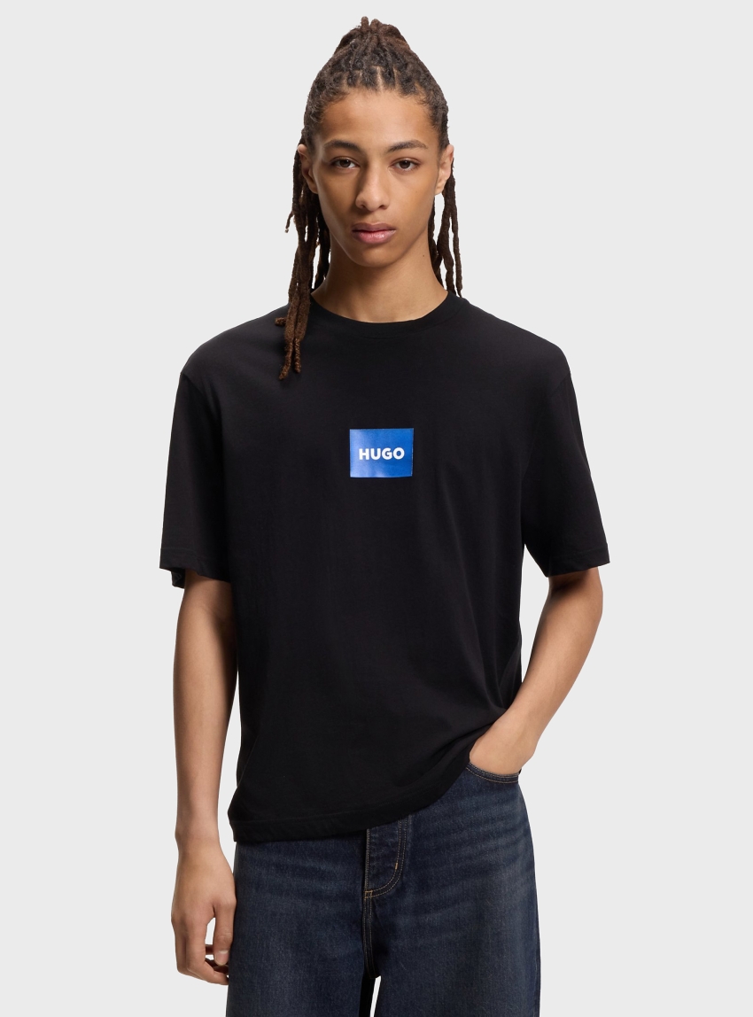HUGO Cotton-Jersey T-Shirt With Logo Print  Nayonix - Black