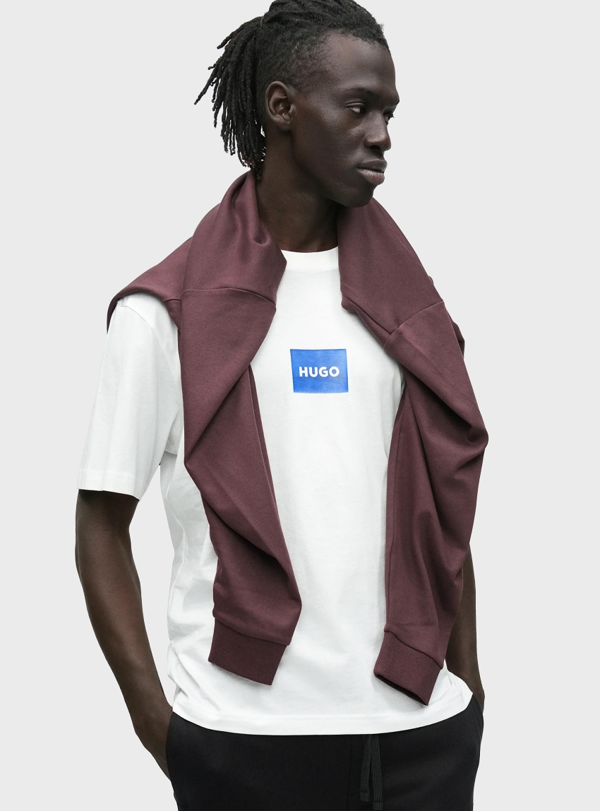 HUGO Cotton-Jersey T-Shirt With Logo Print  Nayonix - White