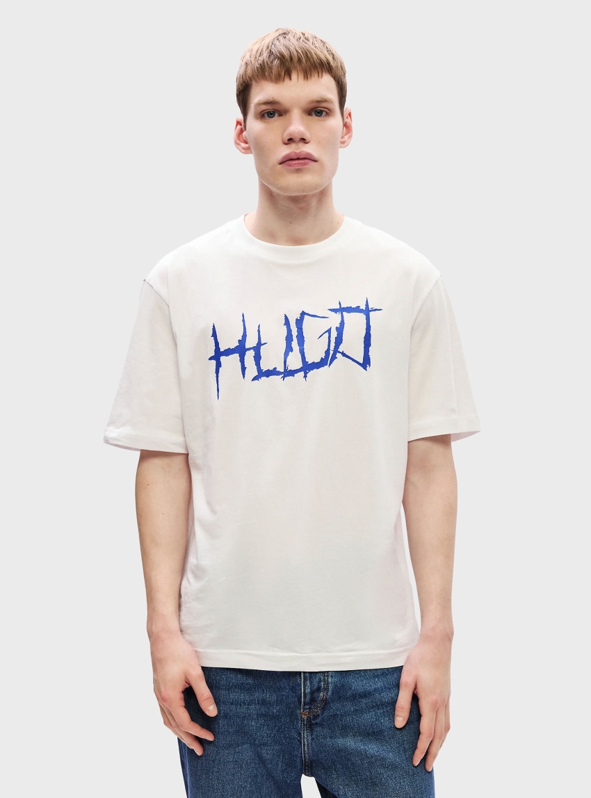 HUGO Cotton-Jersey T-Shirt With Logo Artwork  Namerix - Off White