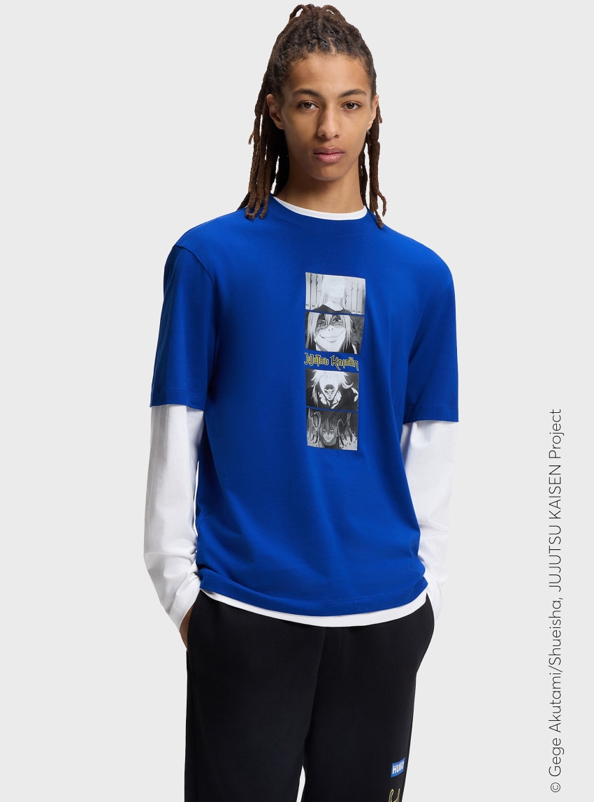 HUGO X Jujutsu Kaisen T-Shirt With Saturo Gojo Print  Nuley_JJK - Royal Blue