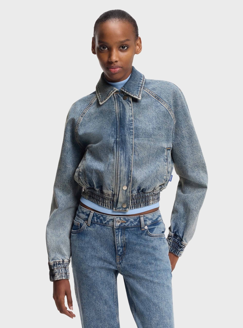 HUGO Bomber Jacket Stretch Denim  Gibiusa_B - Medium Aged Denim