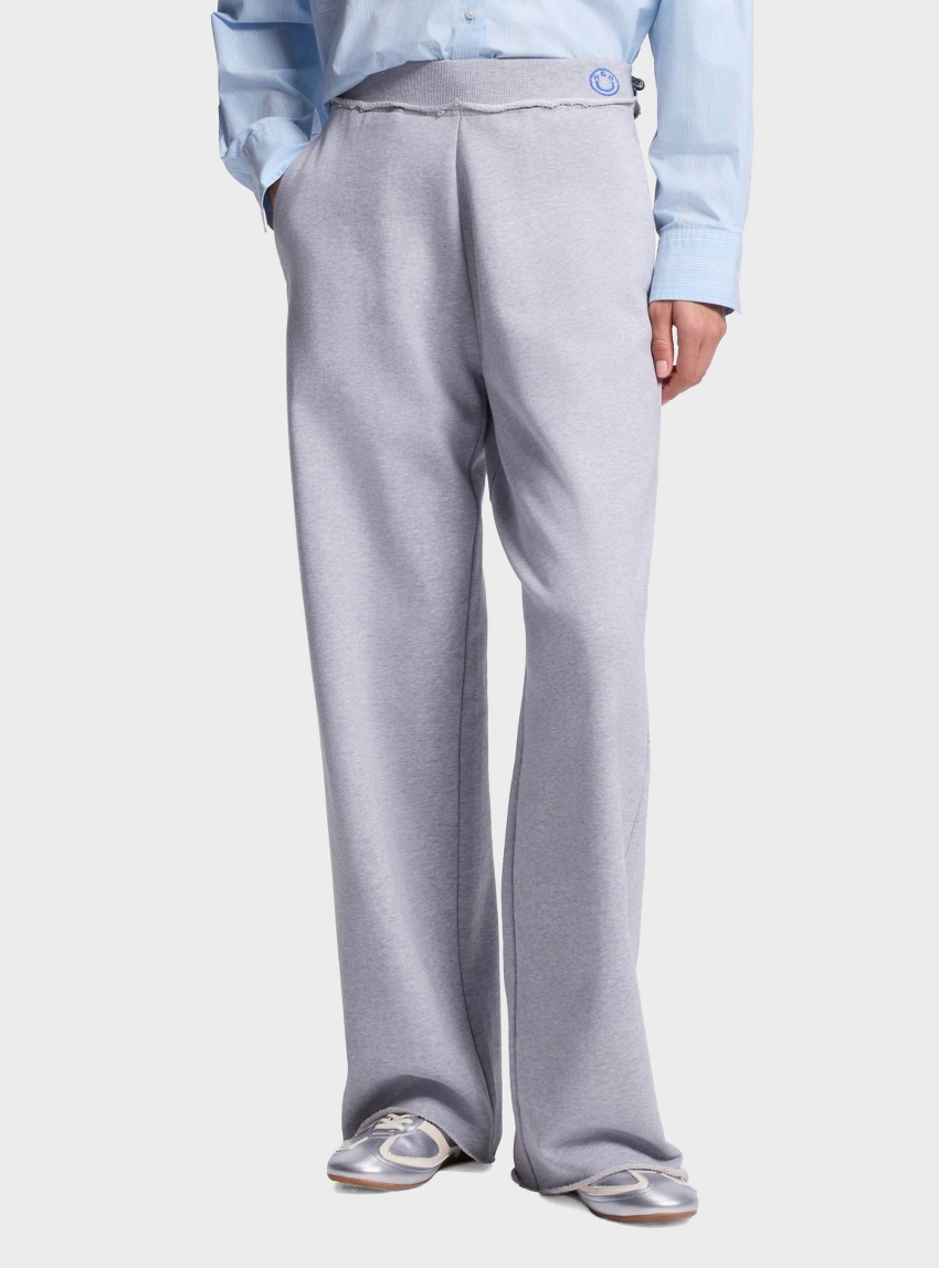 HUGO Cotton-Terry Tracksuit Bottoms With Logo Waistband  Nuwaist_B - Light Grey Melange