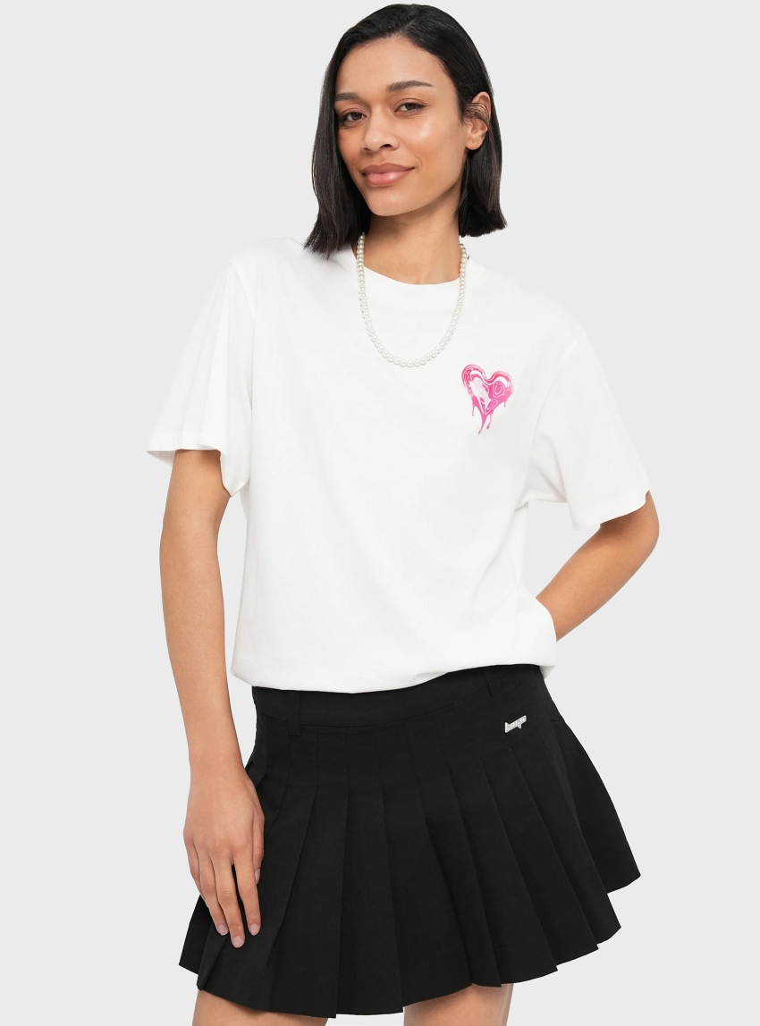 HUGO Regular Fit T-Shirt With Heart Logo Vintage_Tee_B_9 - White