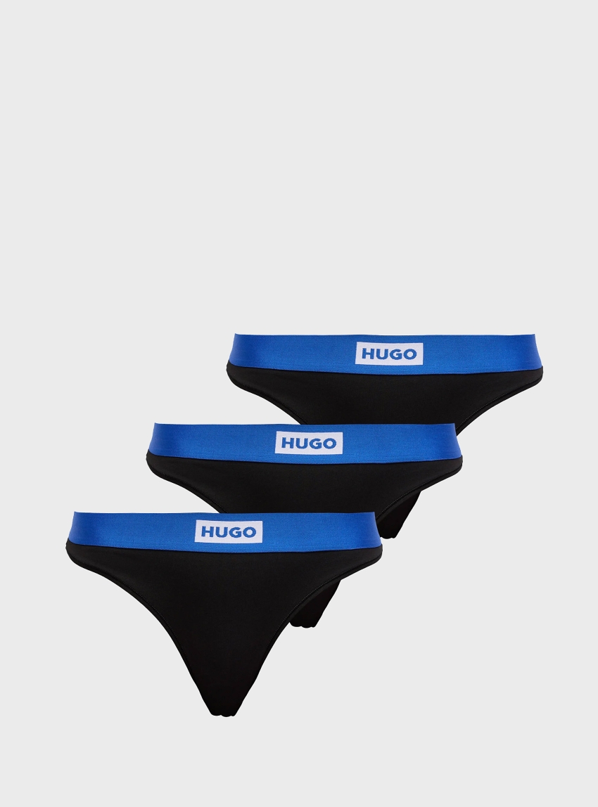 HUGO Three-Pack Thongs TRIPLET BLUE - Black