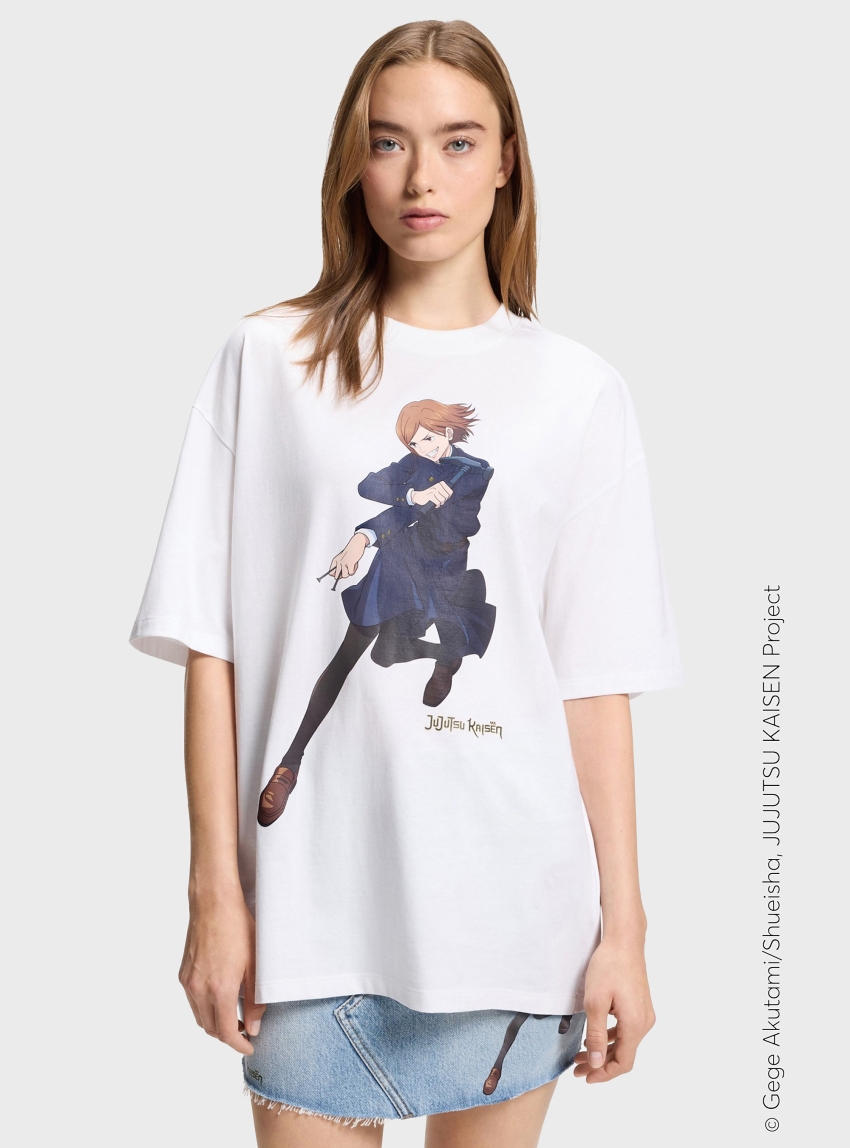 HUGO X Jujutsu Kaisen Oversized T-Shirt With Nobara Print  Oversized_Tee_B_JJK - White