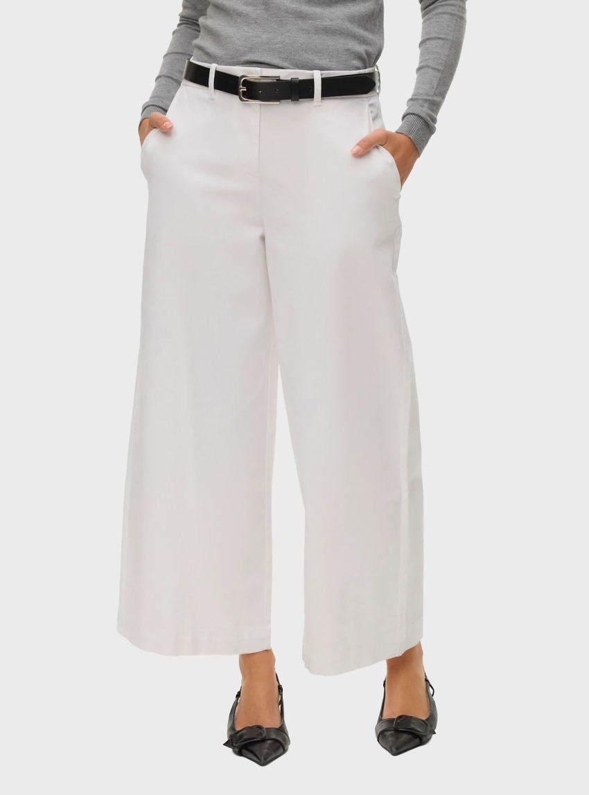 Vero Moda Aware Vana Mid Waist  Wide Ankle Pants - White