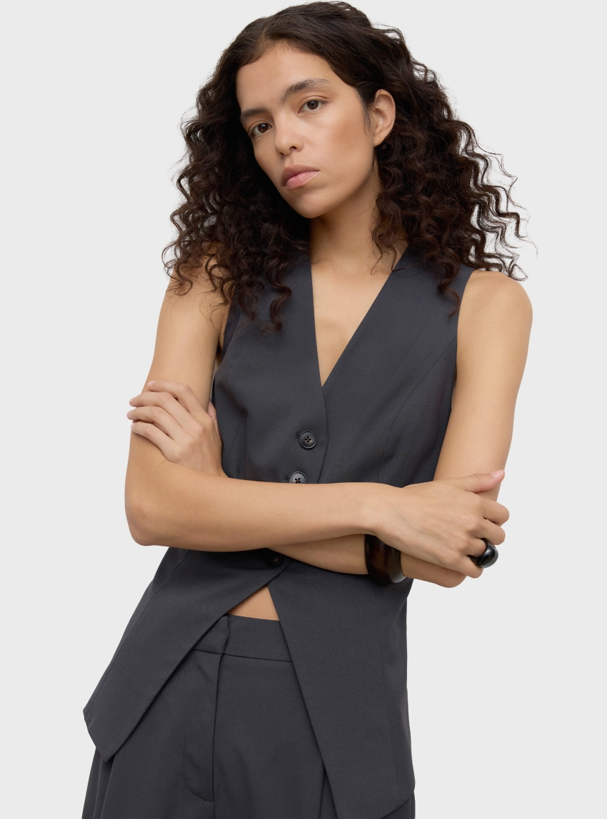 Vero Moda Aware Viga Tailored Waistcoat - Dark Grey Melange