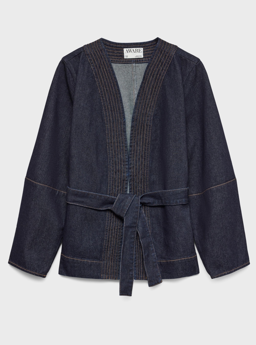 Vero Moda Aware Sakura Belt Wrap Denim Shirt - Dark Aged Denim