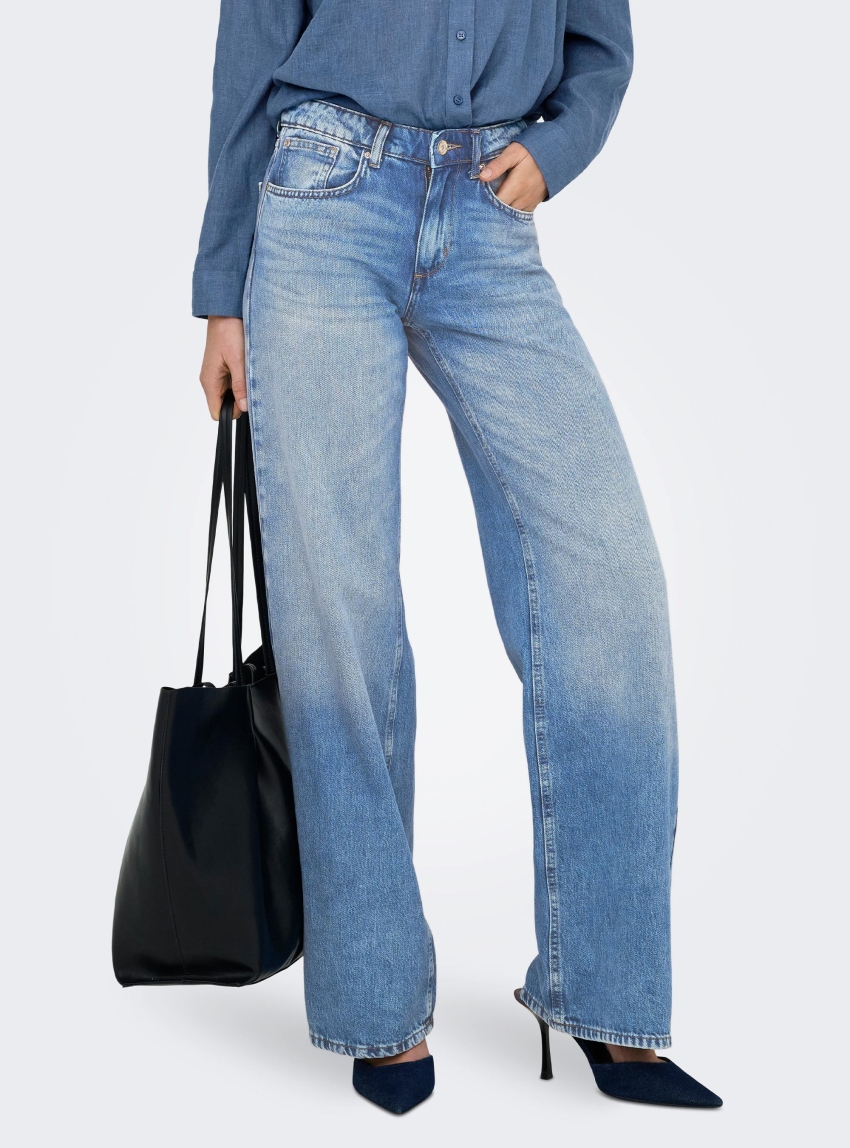 Only Hope Low Waist Wide Jeans - Light Aged Denim