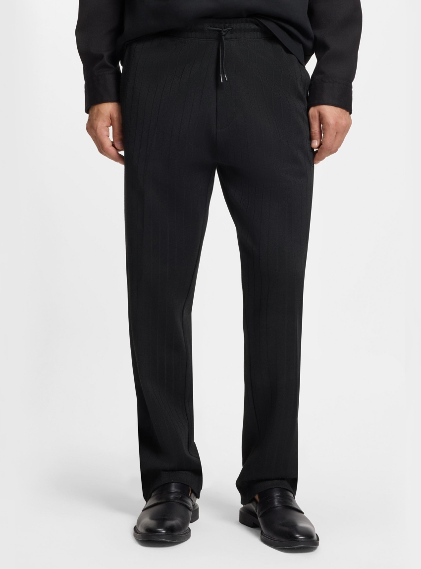 HUGO Cotton-Blend Tracksuit Bottoms With Drop-Needle Stripe  Davropant - Black
