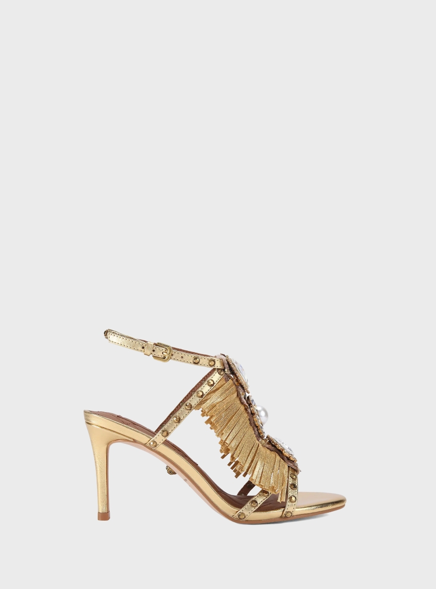 Kurt Geiger Jewel Fringe Sandals - Gold