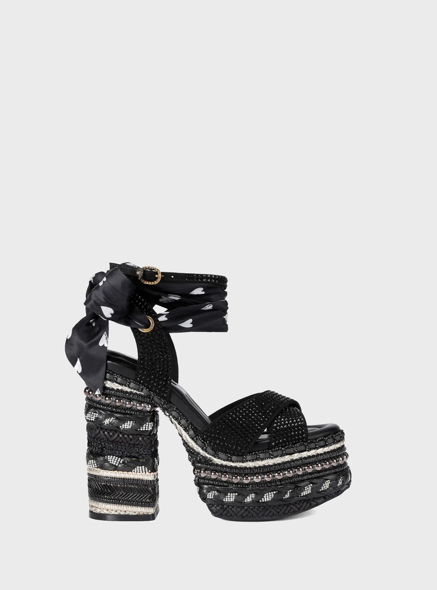 Kurt Geiger Chelsea Scarf Platform Heels - Black