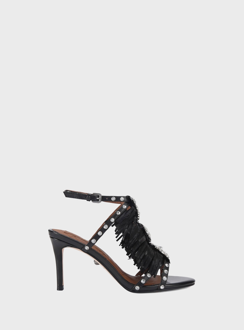 Kurt Geiger Jewel Fringe Sandals - Black