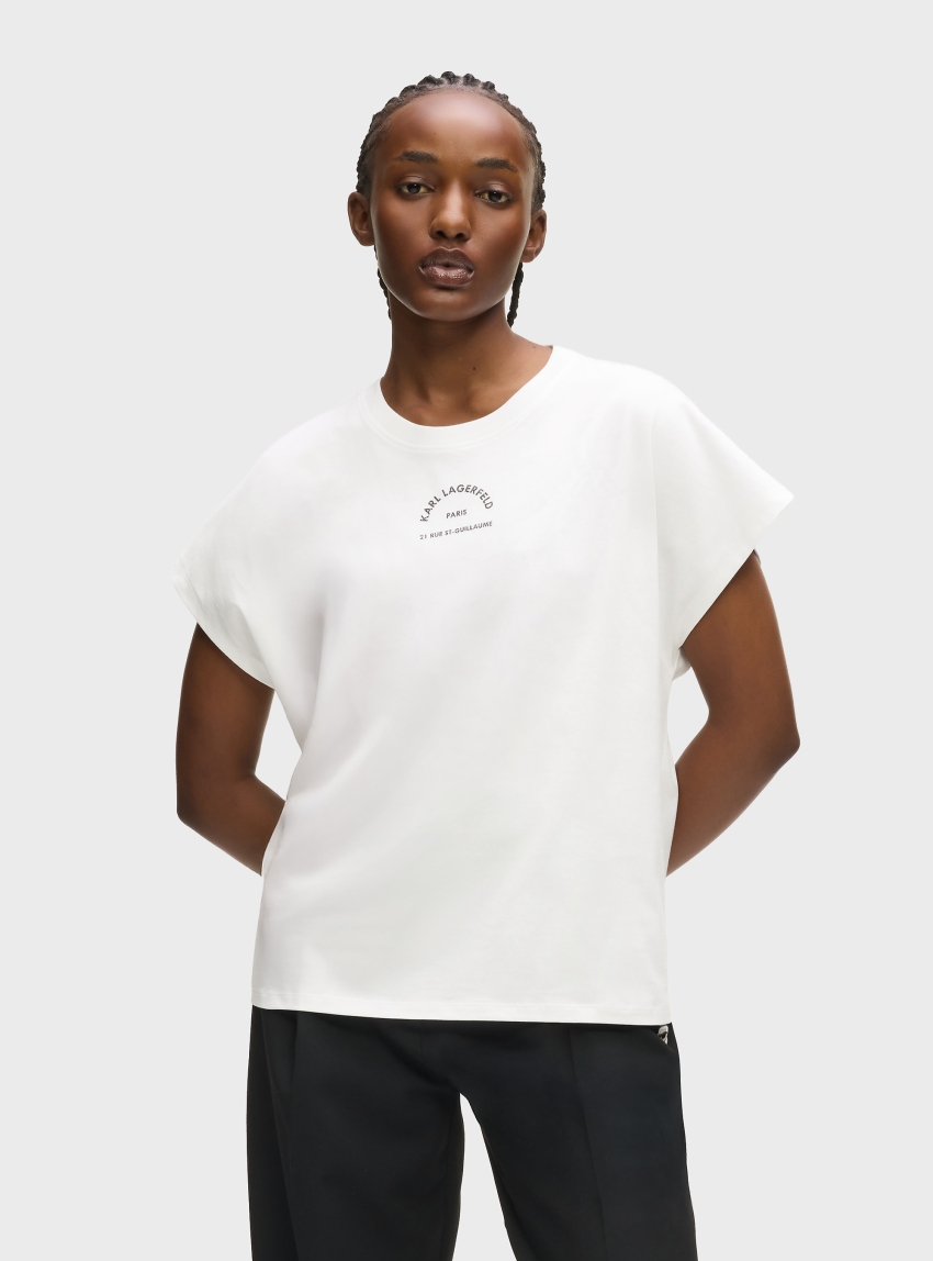 Karl Lagerfeld Rue St-Guillaume Glitter T-Shirt - White