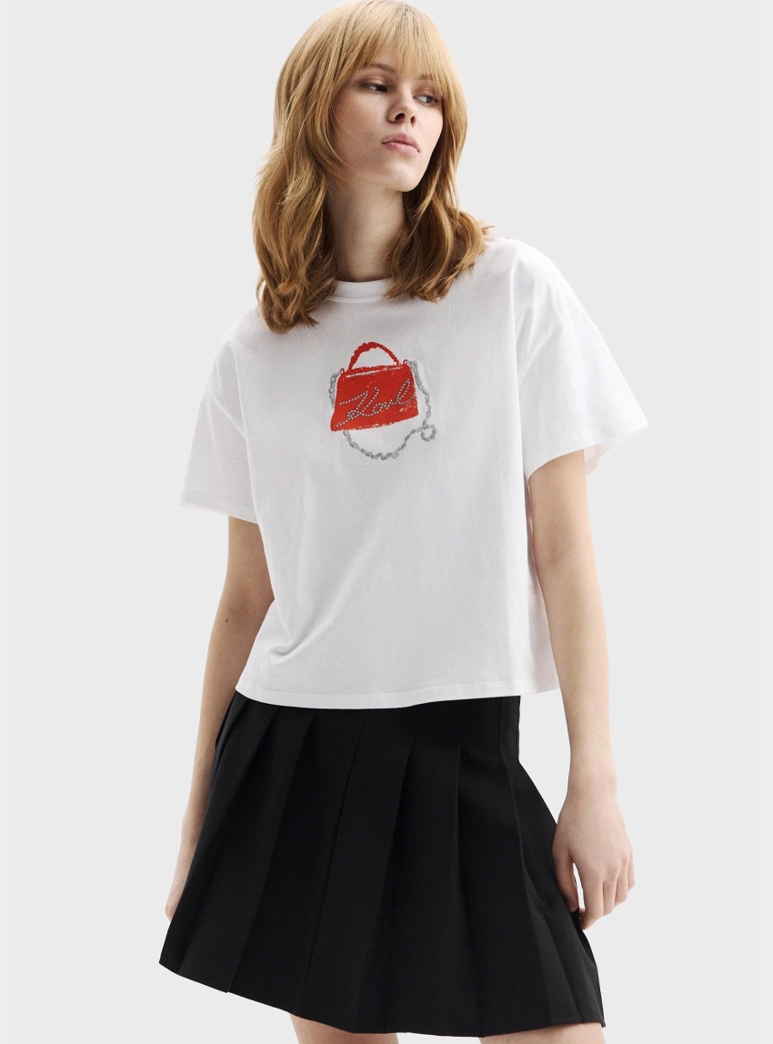 Karl Lagerfeld Signature Bag T-Shirt - White