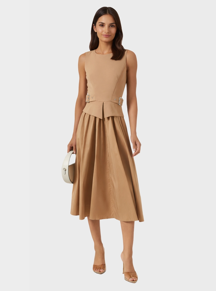 Karl Lagerfeld Belt Detail Dress - Light Brown