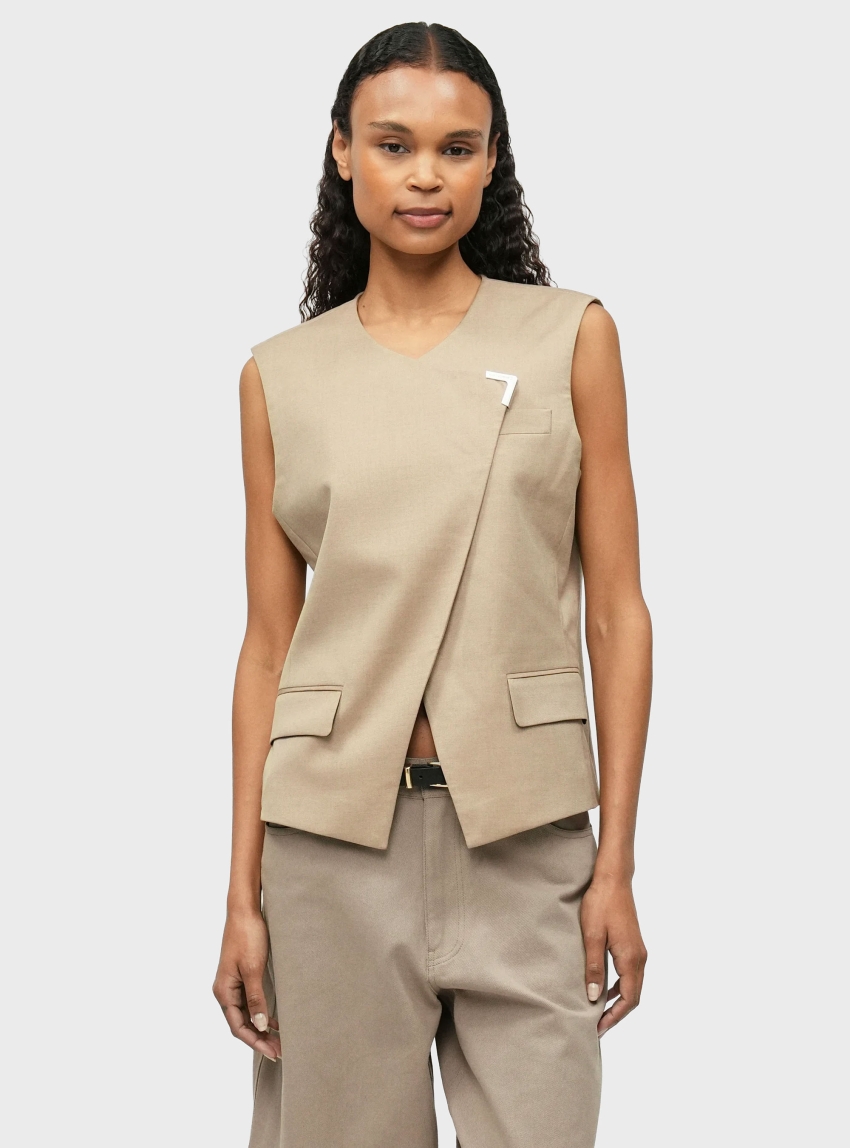 Karl Lagerfeld Metal Detail Waistcoat - Light Brown