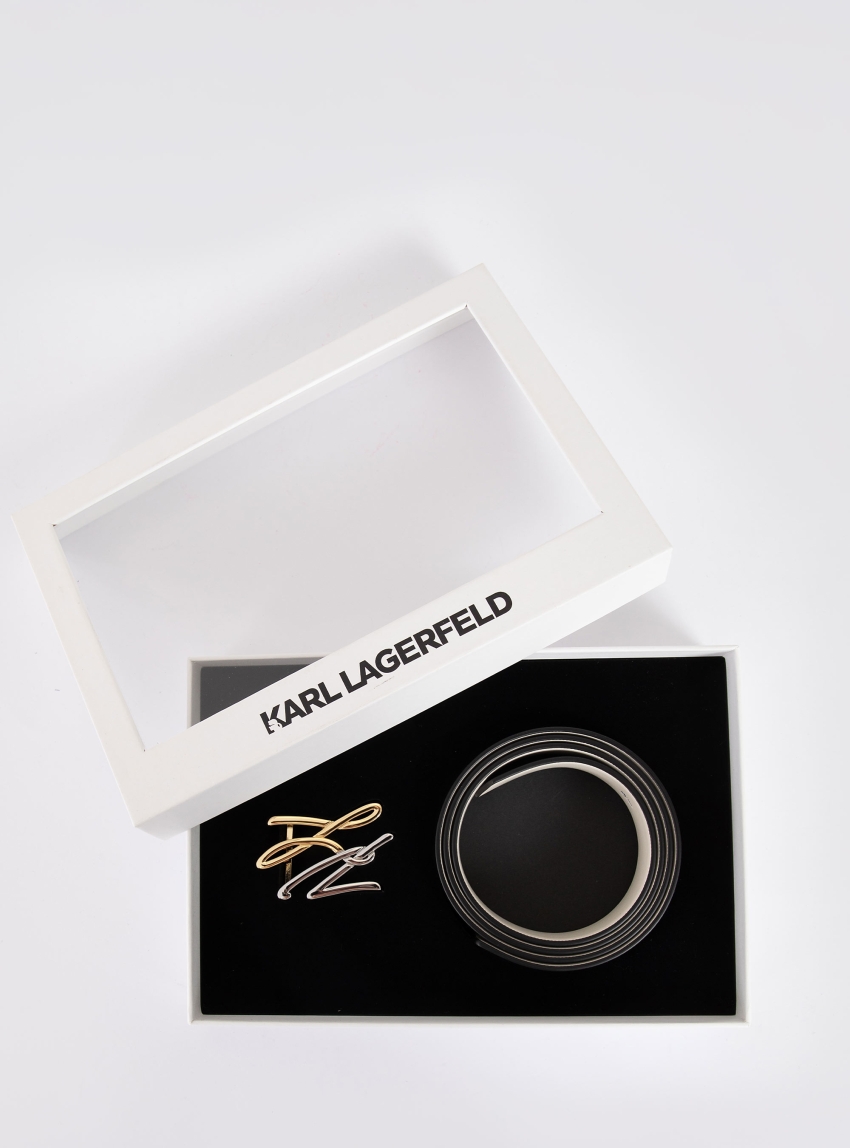 Karl Lagerfeld K/Autograph Reversible Belt - White