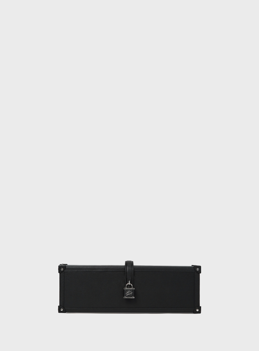 Karl Lagerfeld K/Autograph Padlock Trunk Clutch - Black