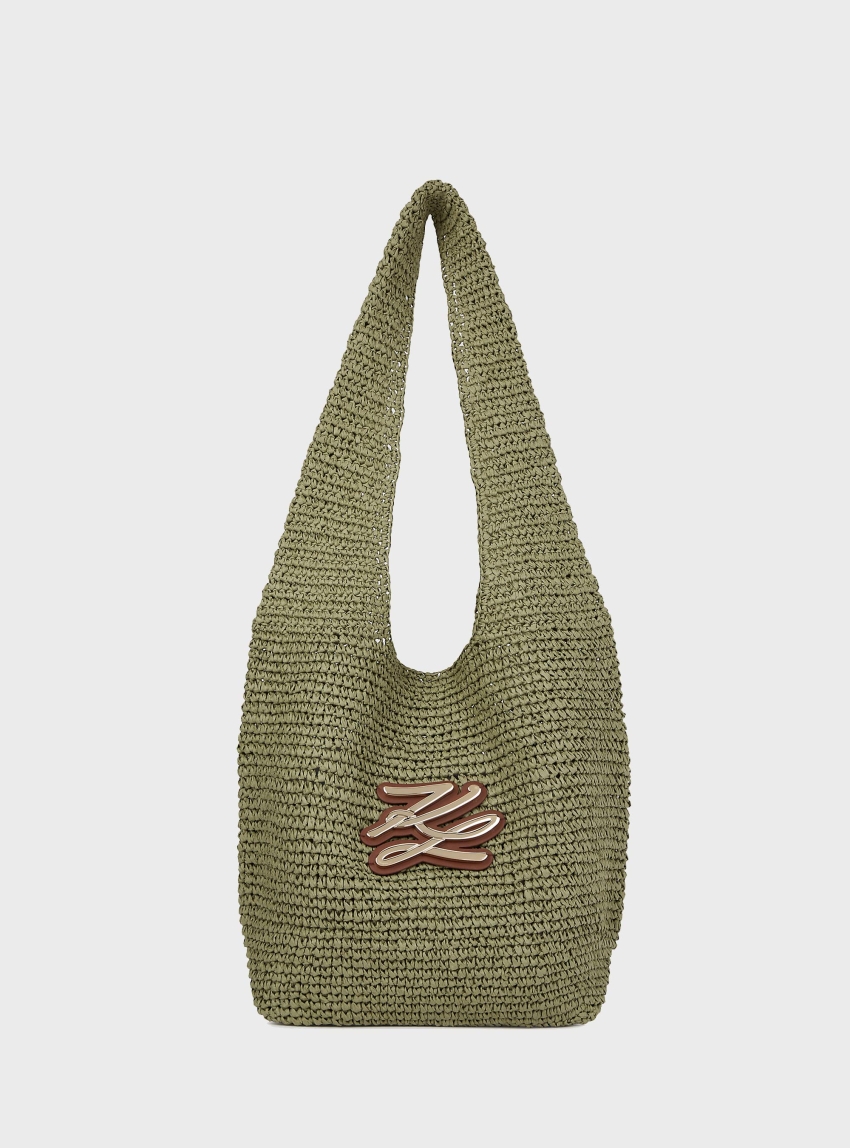 Karl Lagerfeld K/Autograph Crochet Hobo Bag - Beige