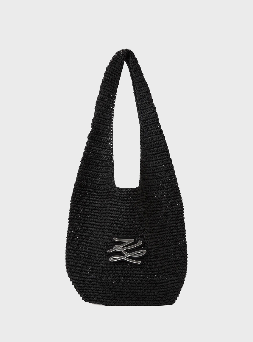 Karl Lagerfeld K/Autograph Crochet Hobo Bag - Black