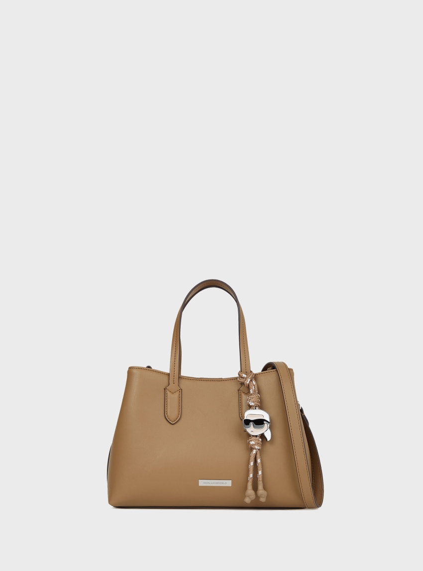 Karl Lagerfeld Ikon Smooth Small Tote Bag - Dark Beige