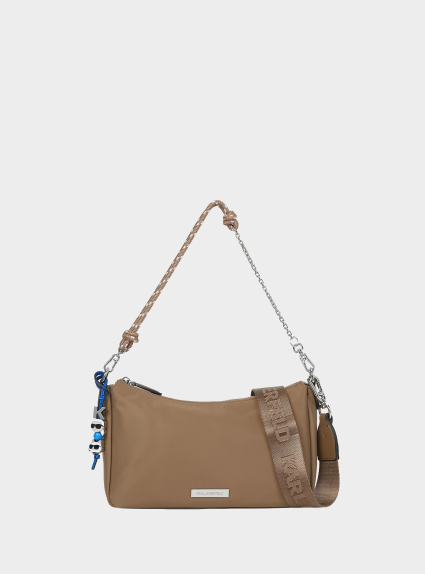 Karl Lagerfeld Ikon Nylon Zip Crossbody - Dark Beige