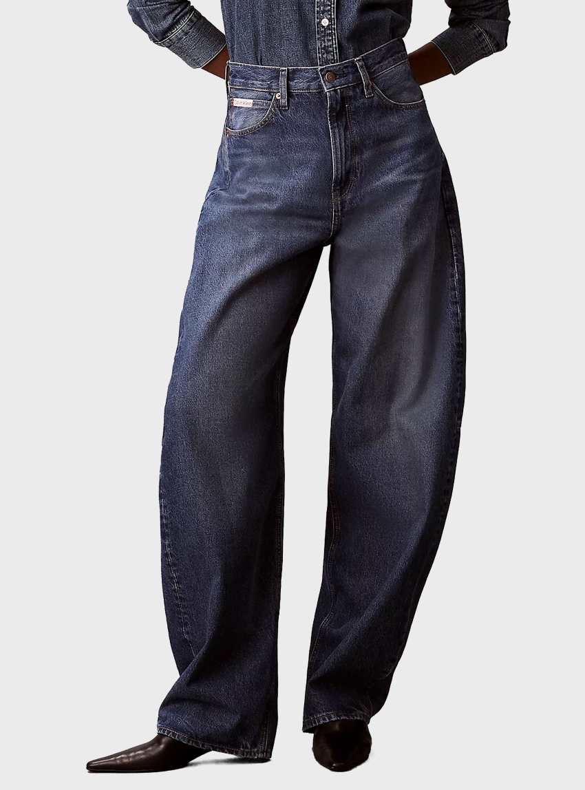 Calvin Klein High Rise Barrel Jeans - Dark Aged Denim