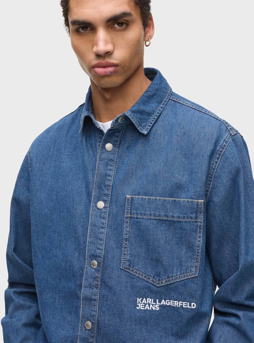Karl Lagerfeld Jeans Regular Denim Shirt - Dark Blue