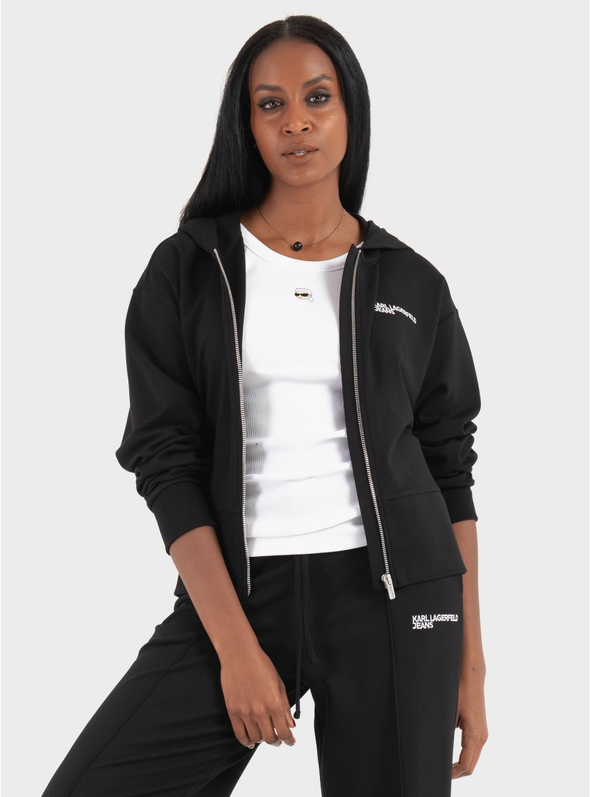 Karl Lagerfeld Jeans Milano Zip Hoodie - Black