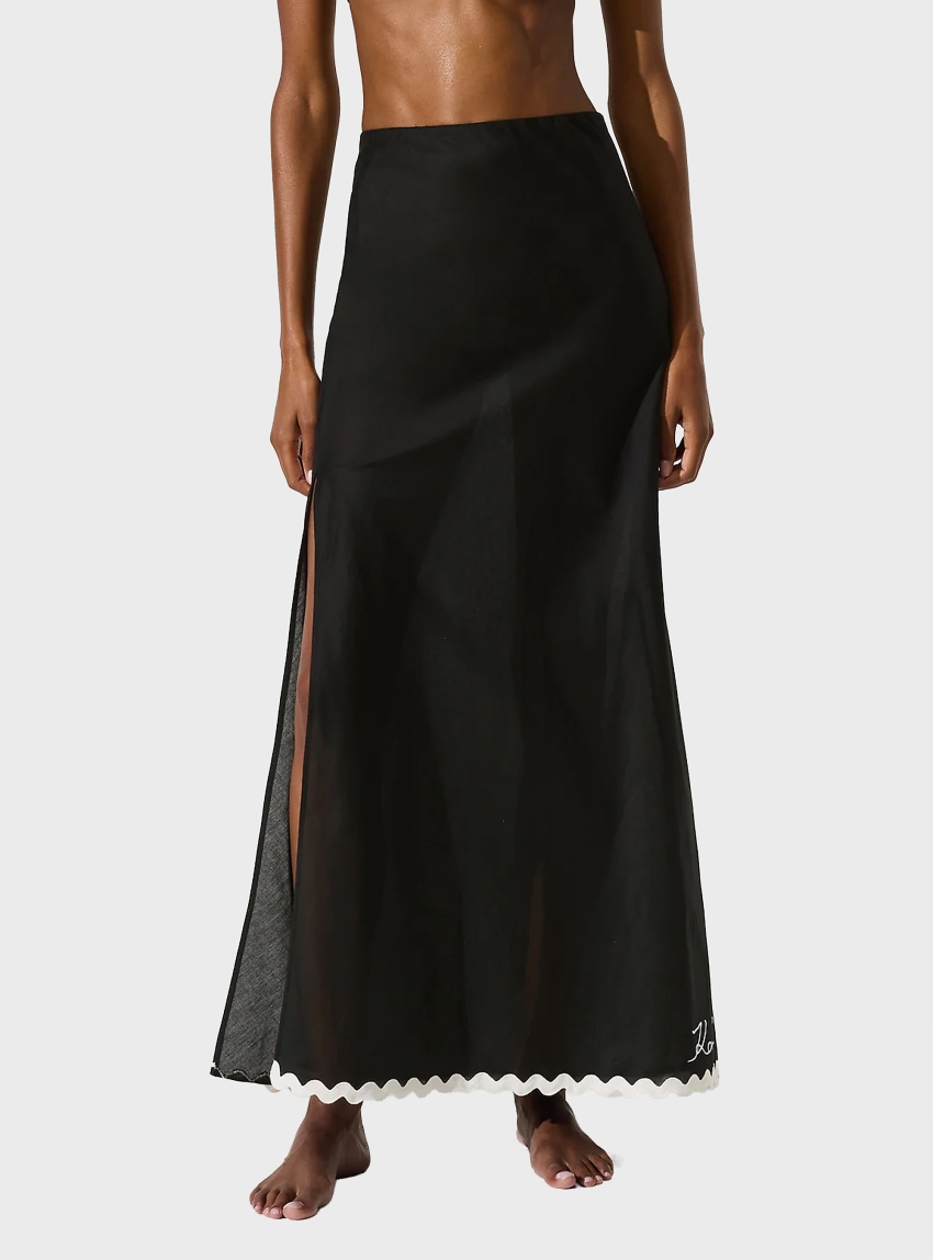 Karl Lagerfeld Signature Scallop Beach Skirt - Black
