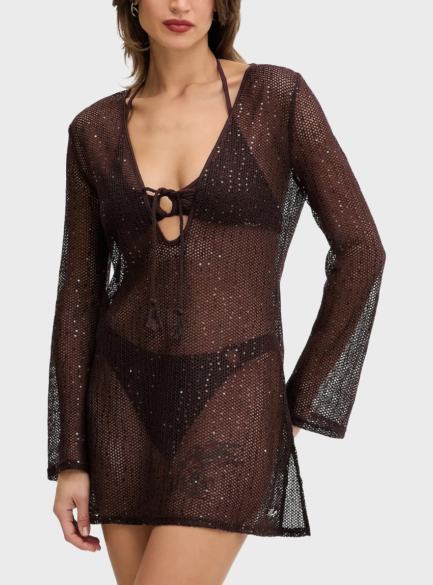 Karl Lagerfeld Crochet Beach Dress - Brown