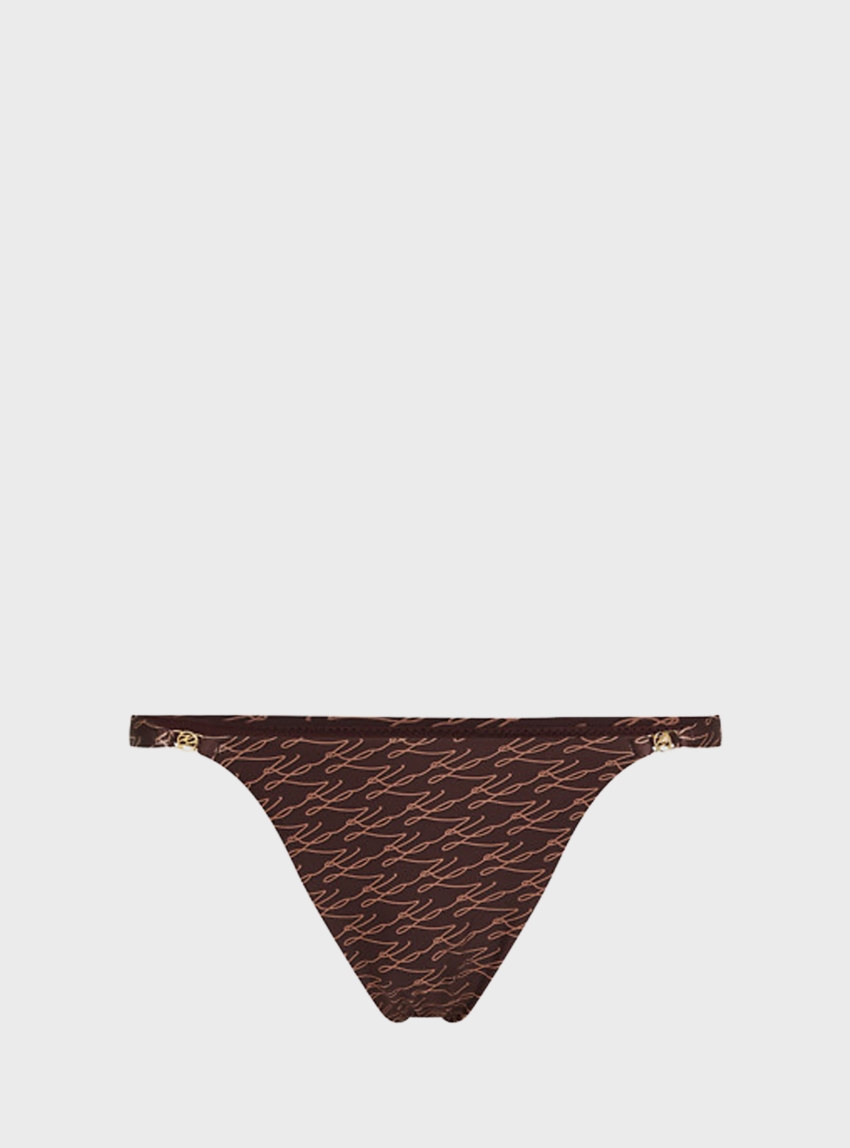 Karl Lagerfeld Autograph Cheeky Tanga Bikini Bottom - Brown