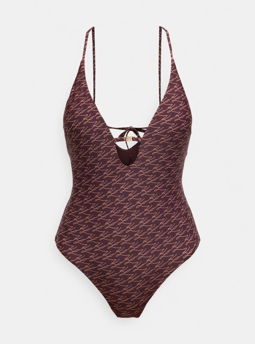 Karl Lagerfeld Autograph Cheeky Swimsuit - Brown