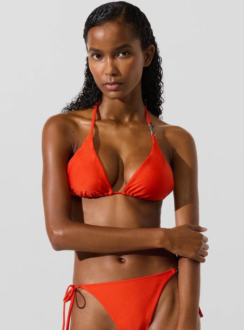 Karl Lagerfeld Triangle Bikini Top - Orange Red