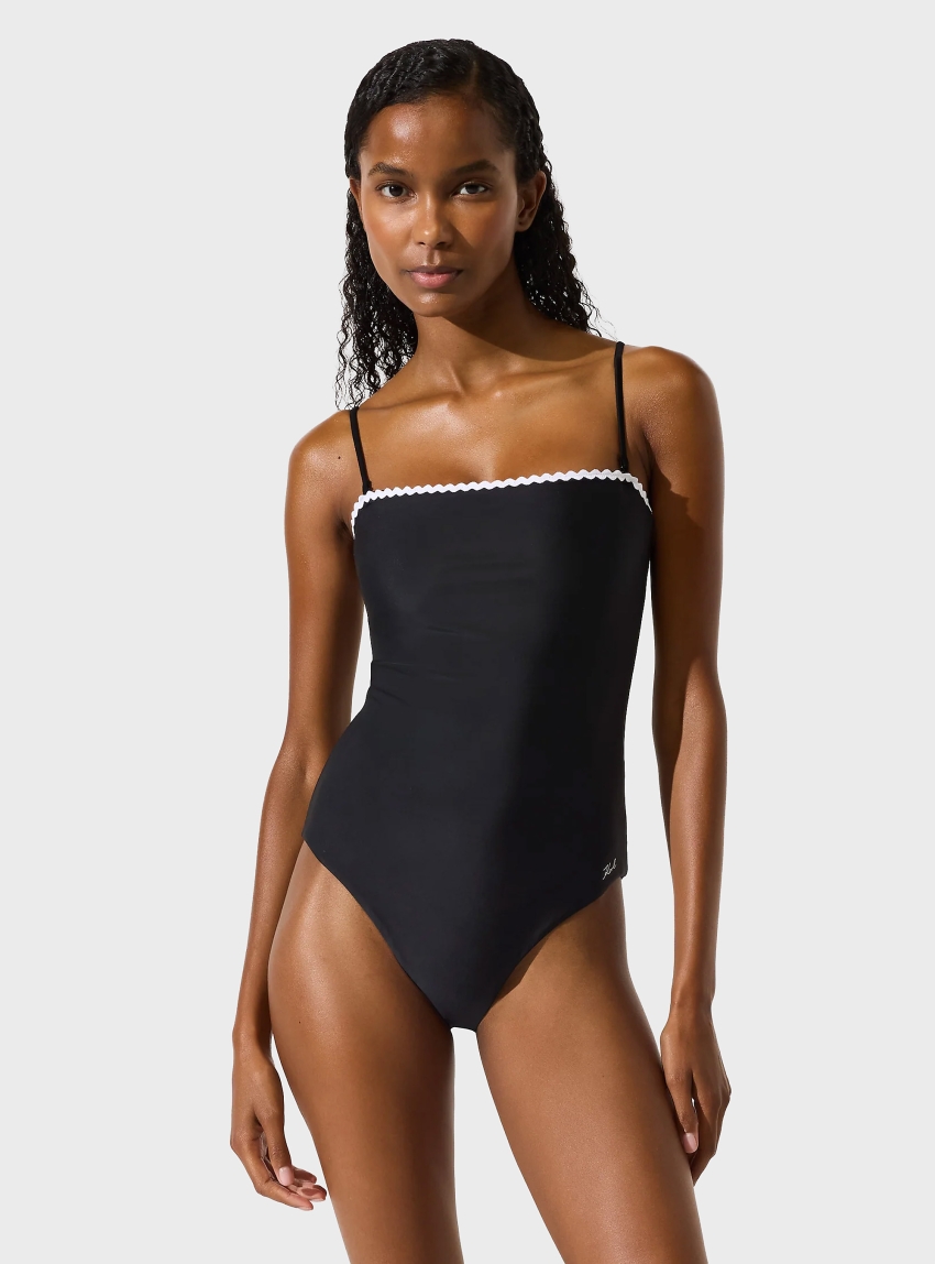 Karl Lagerfeld Scallop Swimsuit - Black